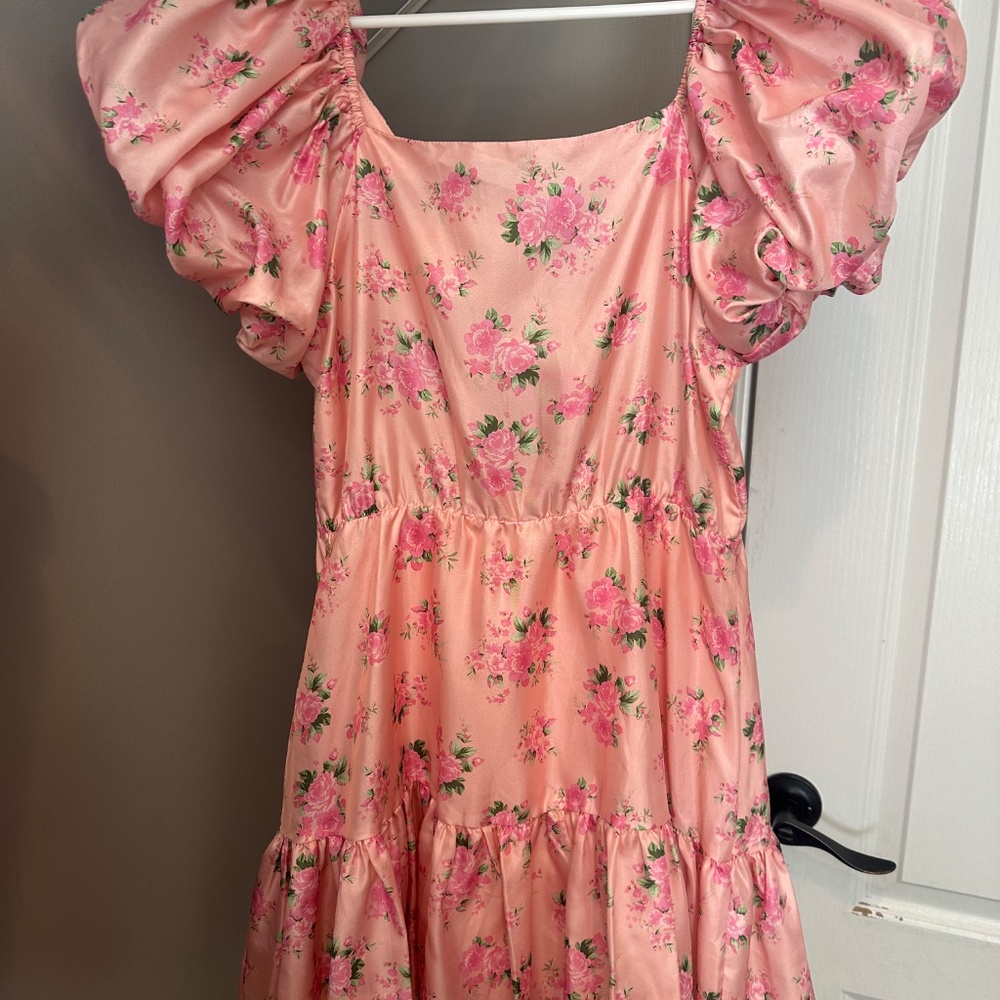LoveShackFancy Target Cecile Puff Sleeve Dress Pink Melon - Picture 5 of 9